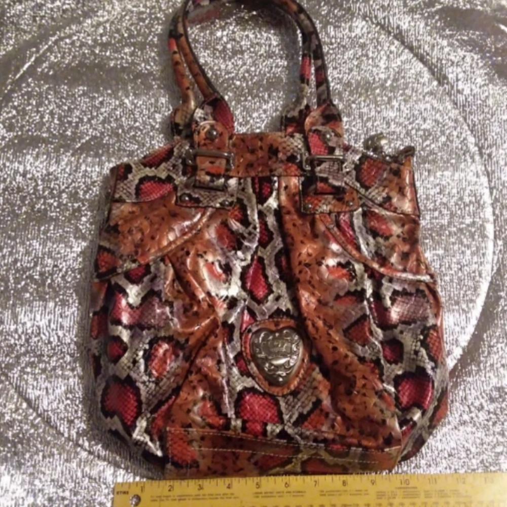 Authentic Kathy Van Zeeland Snake Print Purse Gem